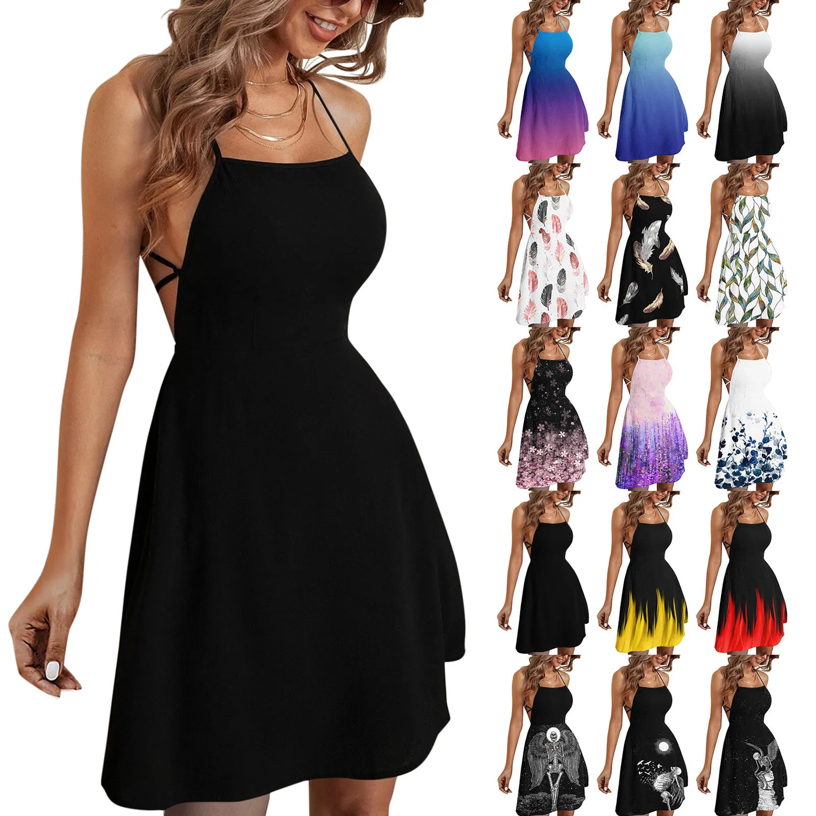 

Женское повседневное летнее платье-миди с круглым вырезом и эластичным поясом