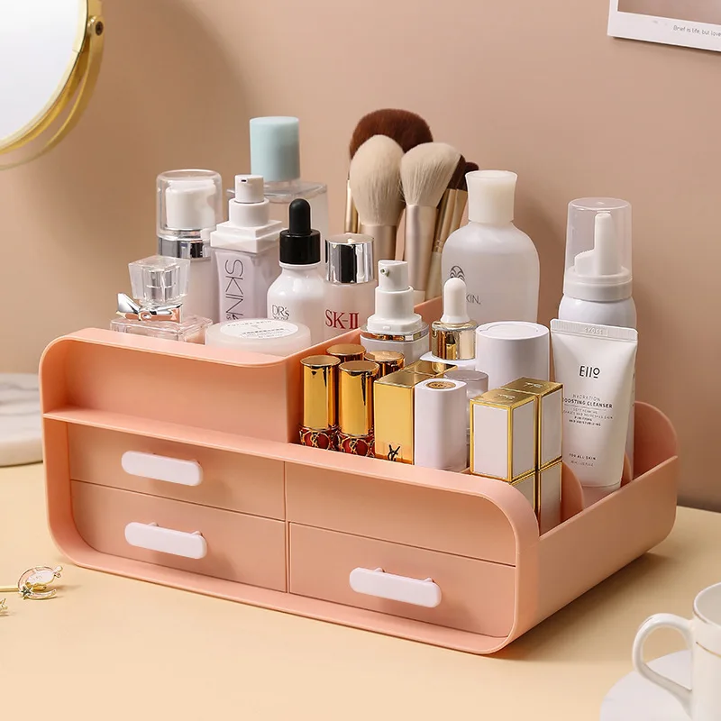 

Drawer Type Cosmetic Storage Box Jewelry Organizing Skin Care Desktop Dresser Face Mask Lipstick Shelves Make Up Organizer