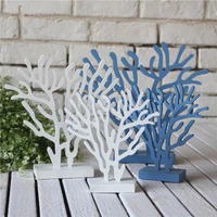 3 pieces nautical home decor mediterranean wood sculpture coral tree ornaments furnishings wedding decoration crafts for bedroom