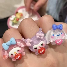 산리오 반지, 귀여운 애니메이션 헬로 키티, 마이 멜로디, 시나모롤, 쿠로미 소녀, 절묘한 액세서리, 하트 사랑 선물