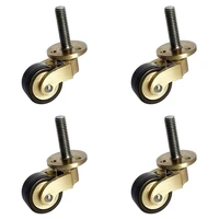 4pcs 1inch brass black rubber coated swivel casters thread rod wheels for sofa castor furniture table and chairs legs dc149
