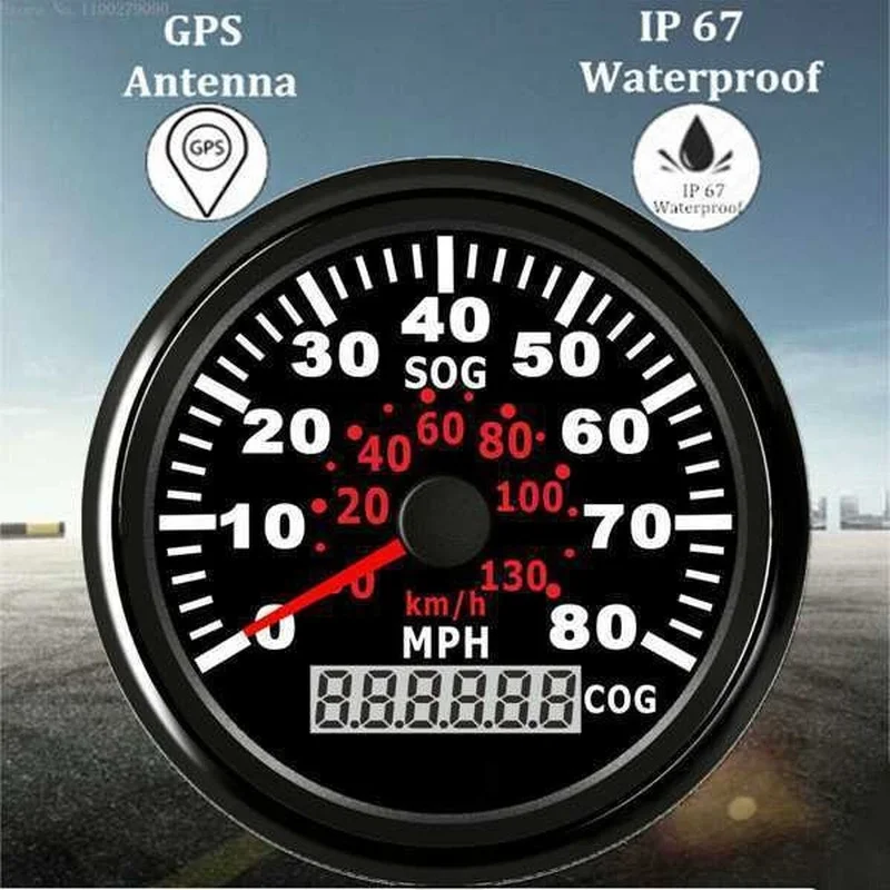 

Waterproof 130km/h Marine Motorcycle 9-32V Compatible with Car Truck Odometer Gauge LCD Display Universal GPS Speedometer