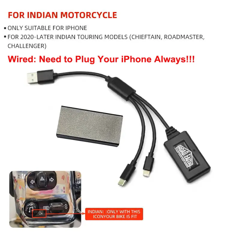 

Road Faith для Harley 117 CVO Road Glide 2019 года, индийский Honda Gold Wing, проводной адаптер Carplay, автоматический парный Bluetooth CarPlay