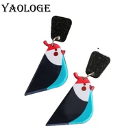 yaologe 2022 geometric acrylic cartoon cute pigeon drop earrings for women creative niche design chinese retro style wholesale