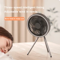 usb electric fan with led light foldable outdoor camping ceiling fan chargeable desk tripod stand air cooling fan home applianc
