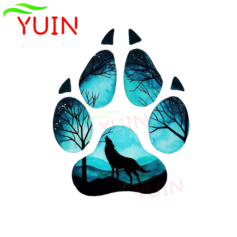 

Creative Wolf Footprint Puzzle Car Sticker Star Forest Fantasy Style Stickers Fashion PVC Decorative Waterproof Decal 16*13cm