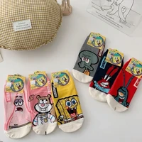 casual spongebob women socks kawii cartoon short socks for women cotton soft cute funny socks anime invisible socks women 35 40