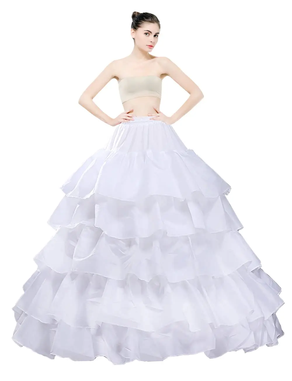 

Women's Crinoline Petticoat 4 Hoops Skirt 5 Ruffles Layers Ball Gown Half Slips Underskirt for Wedding Bridal Dress