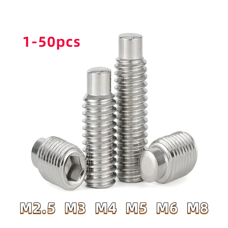 

1-50 шт. M2.5 M3 M4 M5 M6 M8 DIN915 A2 304 Шестигранная головка из нержавеющей стали выпуклая Концевая Зажимная головка болт с наконечником для собаки набор...