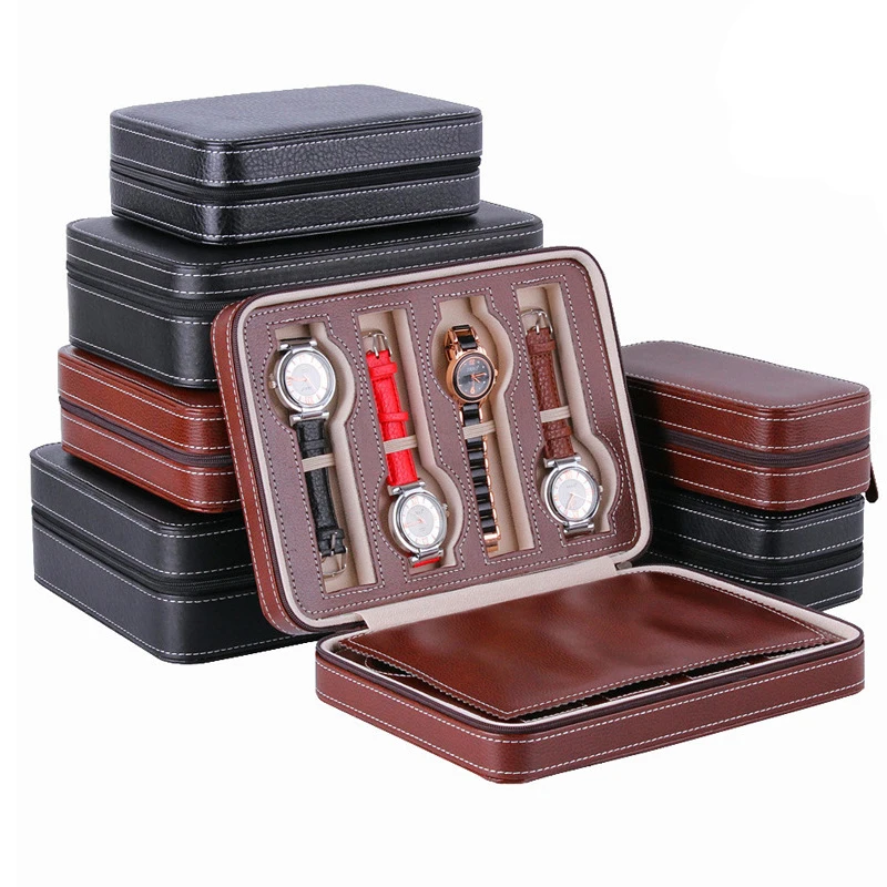 

Fashion 2/4/8 Grid PU Leather Watch Box Portable Travel Watch Bag Storage Watch Display Box Case Jewelry Watch Collection Case