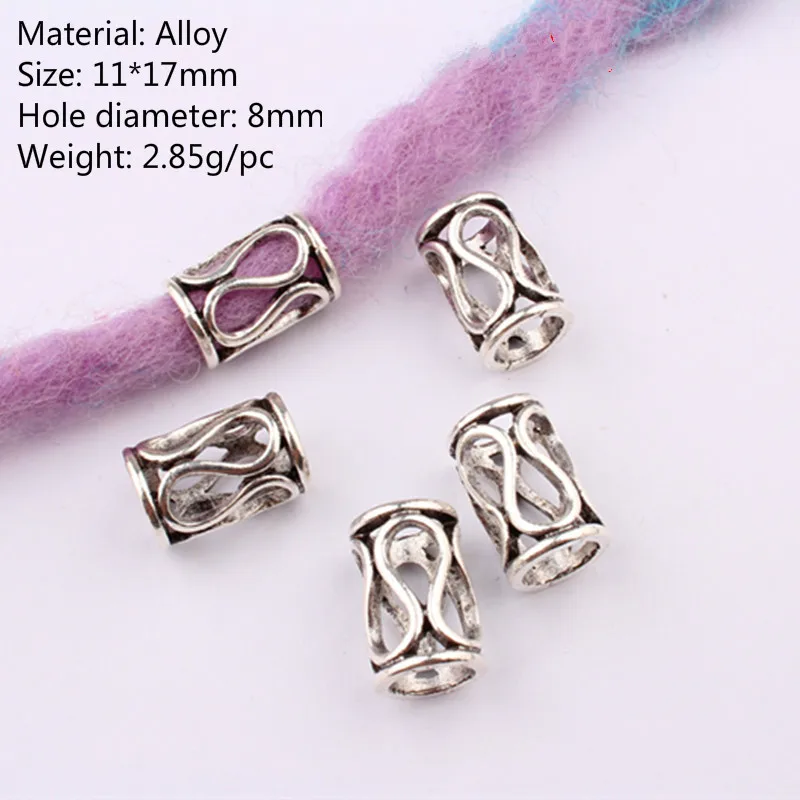 5 Pcs Metal African Hair Rings Beads Cuffs Tubes Charms Dreadlock Dread Hair Braids Jewelry Decoration Accessories images - 6