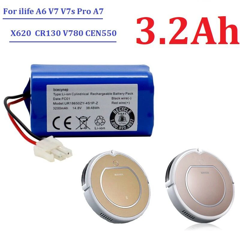 

Аккумуляторная батарея для ILIFE A4s/A7/V7s Plus/V55 Pro/W400/A9s, 3200 мАч, 14,8 в, детали для робота-пылесоса