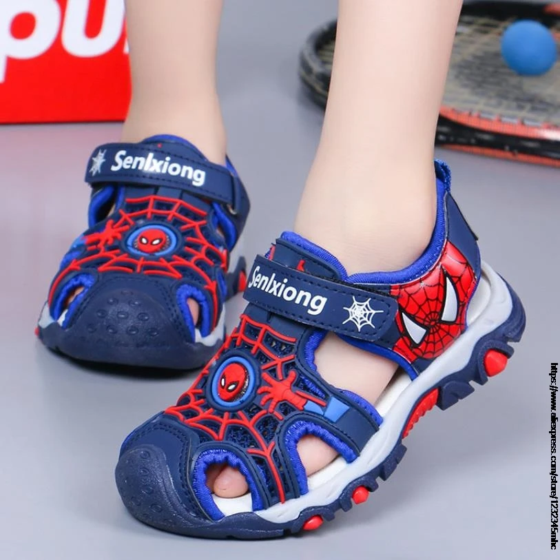 SpiderMan Summer Boys Sandals Kids Aqua Sport Sandals Soft Non-slip Toddler Infant Shoes Children Outdoor Beach Water Shoes 