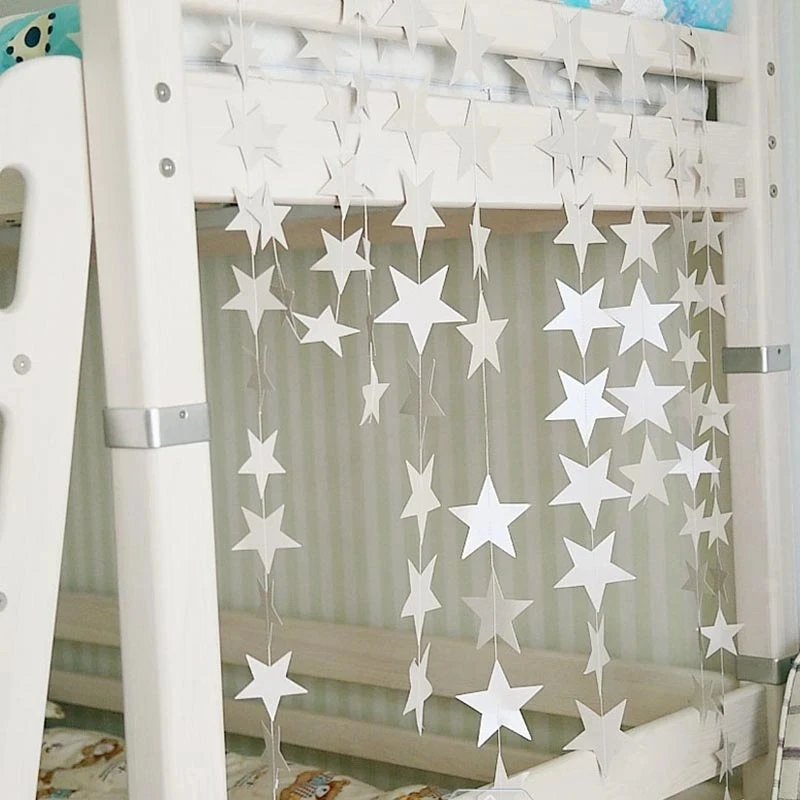 

4M Bright Gold Silver Paper Garland Star String Banners For Wedding Birthday Party Home Wall Hanging Baby Shower Decoration