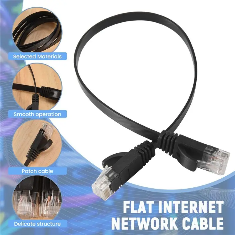 Фото Кабель сетевой плоский AU33-6, 1 фут, Cat6, высокоскоростной, с разъемами RJ45 без зацепок, 6 шт. №3