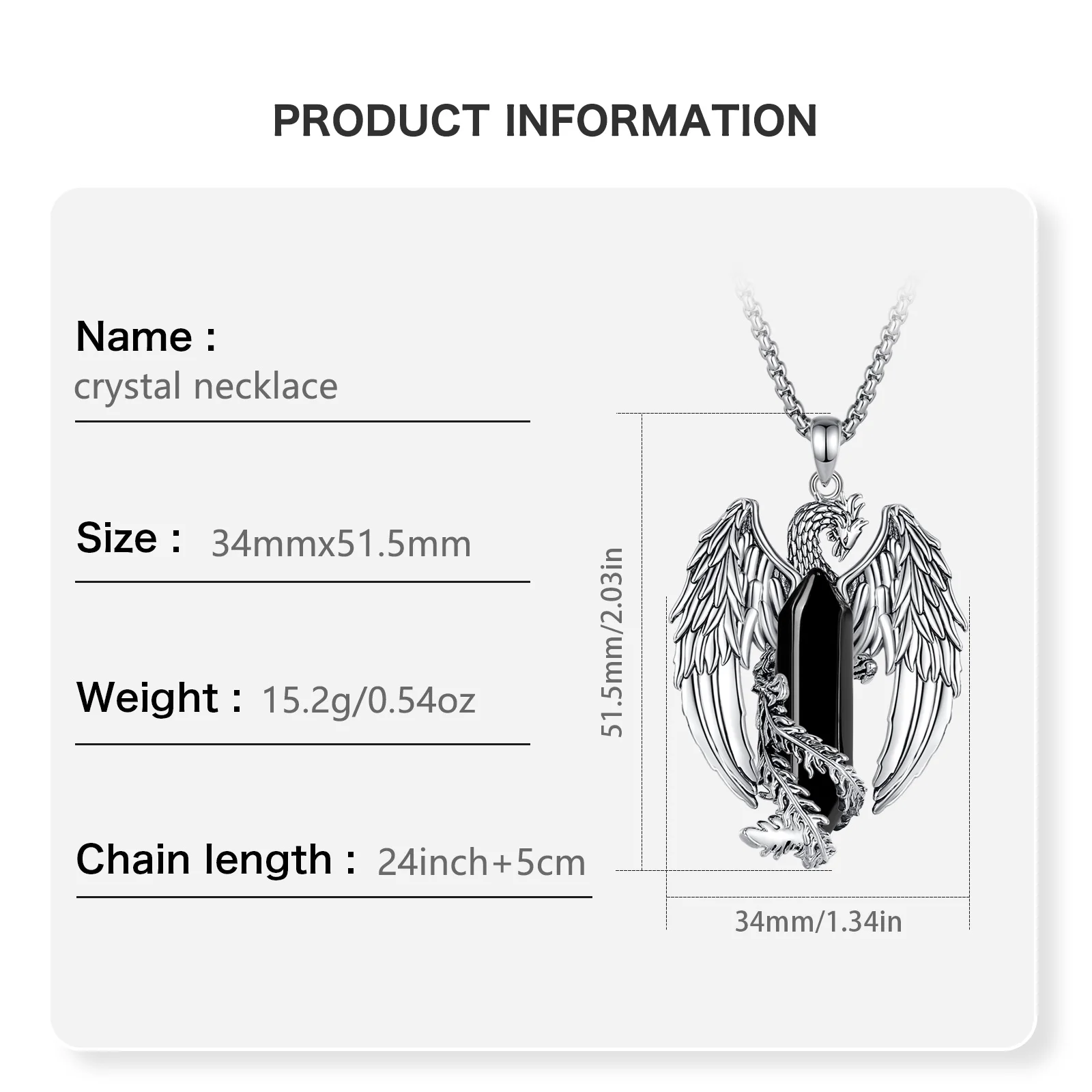 Ожерелье Eudora Phoenix Twining гексагональное обсидиановое призматическое ожерелье в
