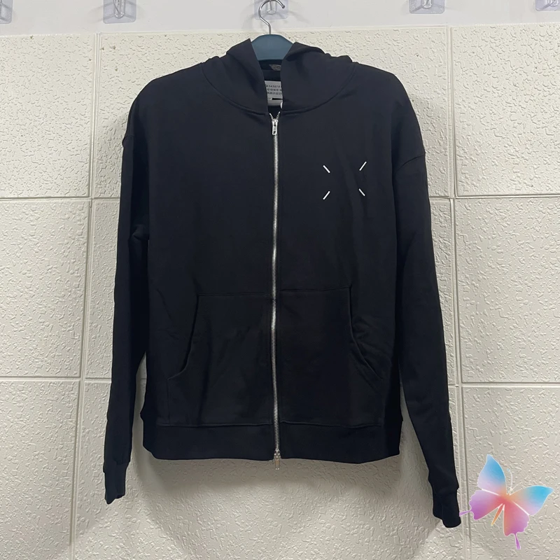 

Autumn Winter High Quality Mm6 Hoodie Embroidered Double-head Zipper Cardigan Jacket Simple Casual Highstreet Mm6 Sweatshirts