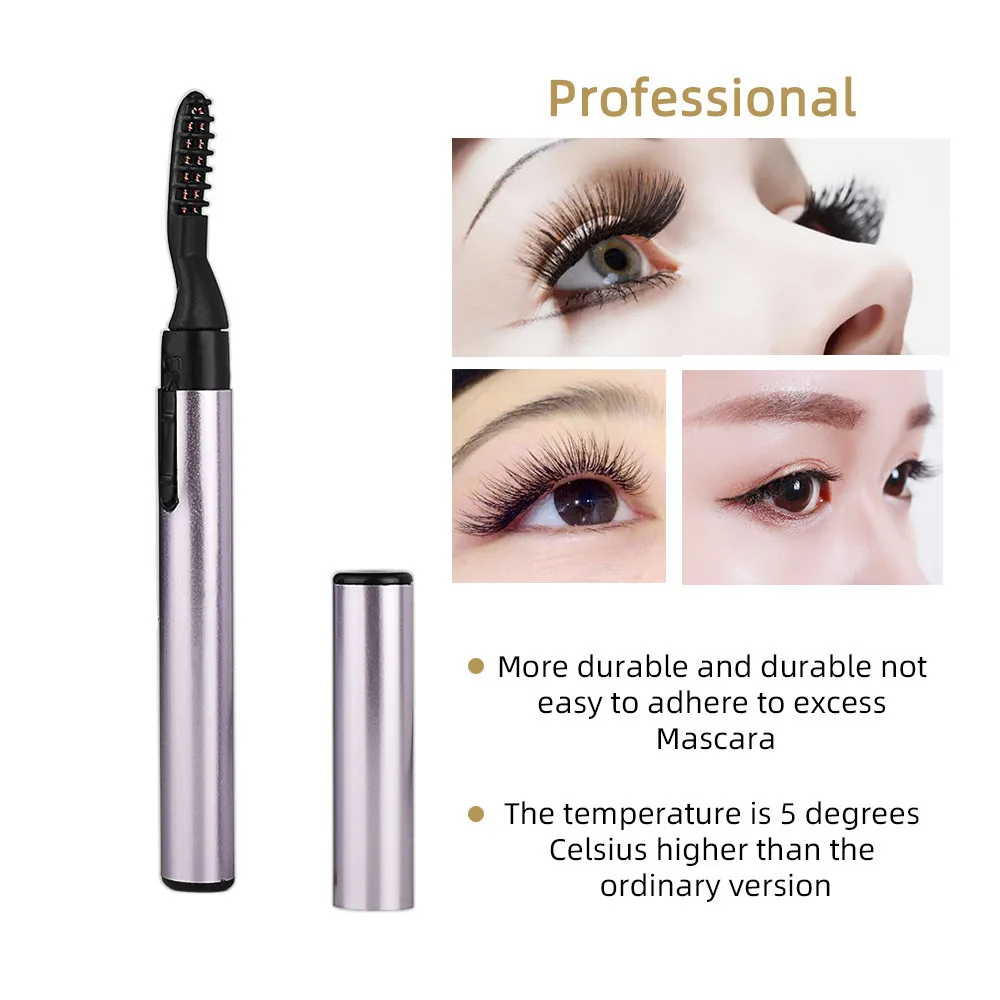 

1pc Portable Pen Style Electric Perm Heated Eyelash Curler 360 Rotary Long Lasting Eyelash Curler Eyelashes Curling Brush Makeup