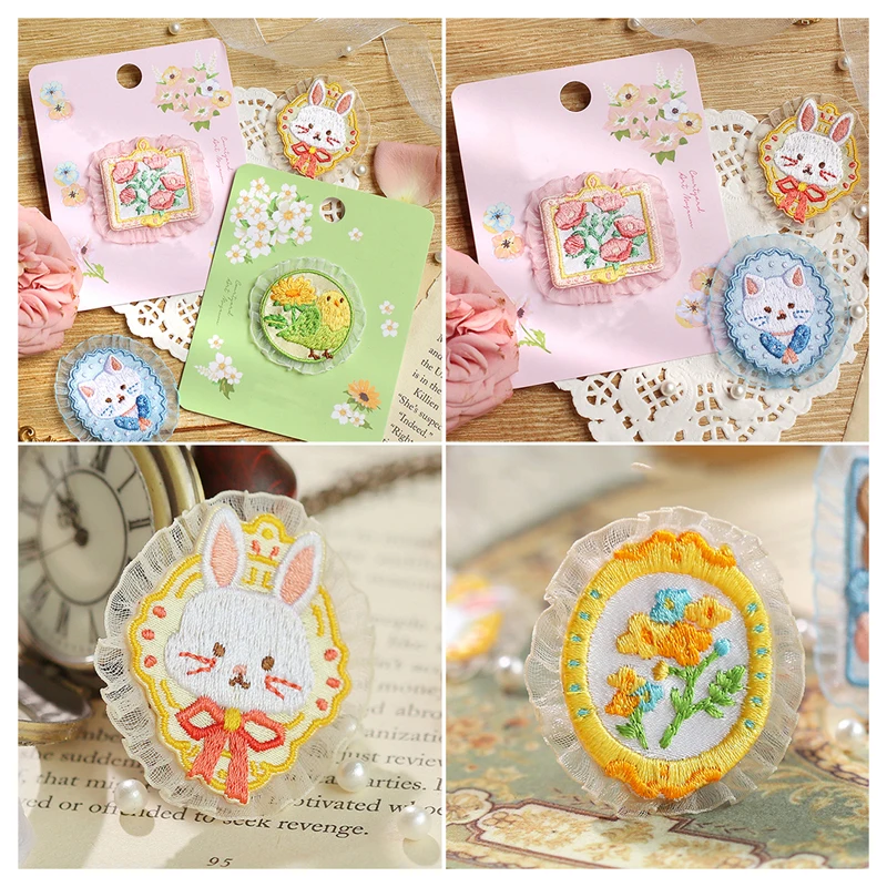 

Self Adhesive Lace Patches Stylish Embroidered Flowers Backpack Patches Cute Animal Sew On Patches for DIY Phone Case Purse