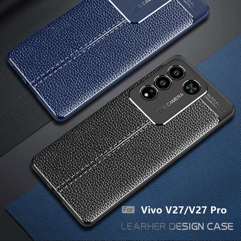 

For Cover Vivo V27 Pro Case For Vivo V27 Pro Capas Coque Phone Back Shockproof Bumper Soft TPU Leather Fundas Vivo V27 Pro Cover