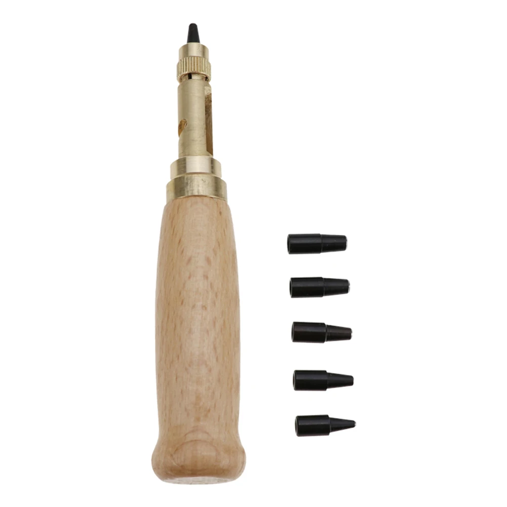 

Leather Belt Flushes Brass With Wooden Handle Golden+yellow Parts 1 Pcs Automatic Hole Punch For Leather Craft