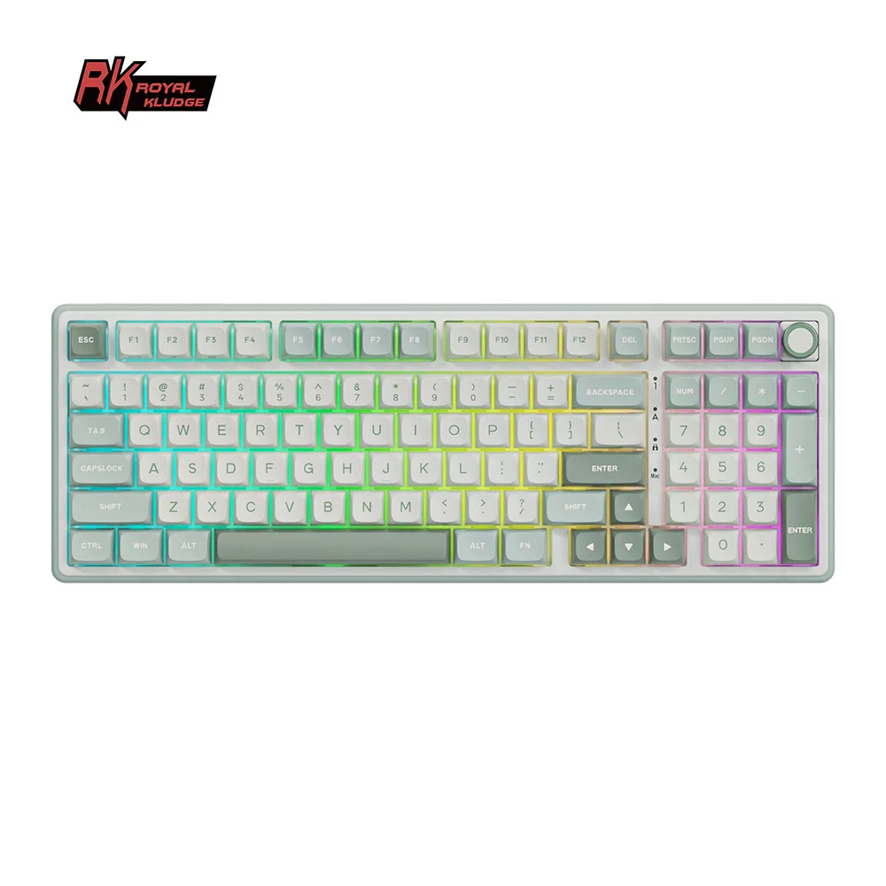 Фото RK ROYAL KLUDGE R98Pro Съемная кнопка Проводная механическая клавиатура 98-клавишная прокладка RGB Игровая клавиатура с возможностью горячей замены Колпачки для клавиш MDA №1