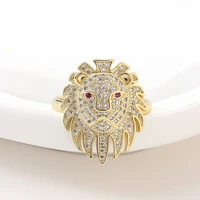 classic hip hop personality jewelry exaggerated lion ring copper micro set zircon ring fashion tail ring party gift