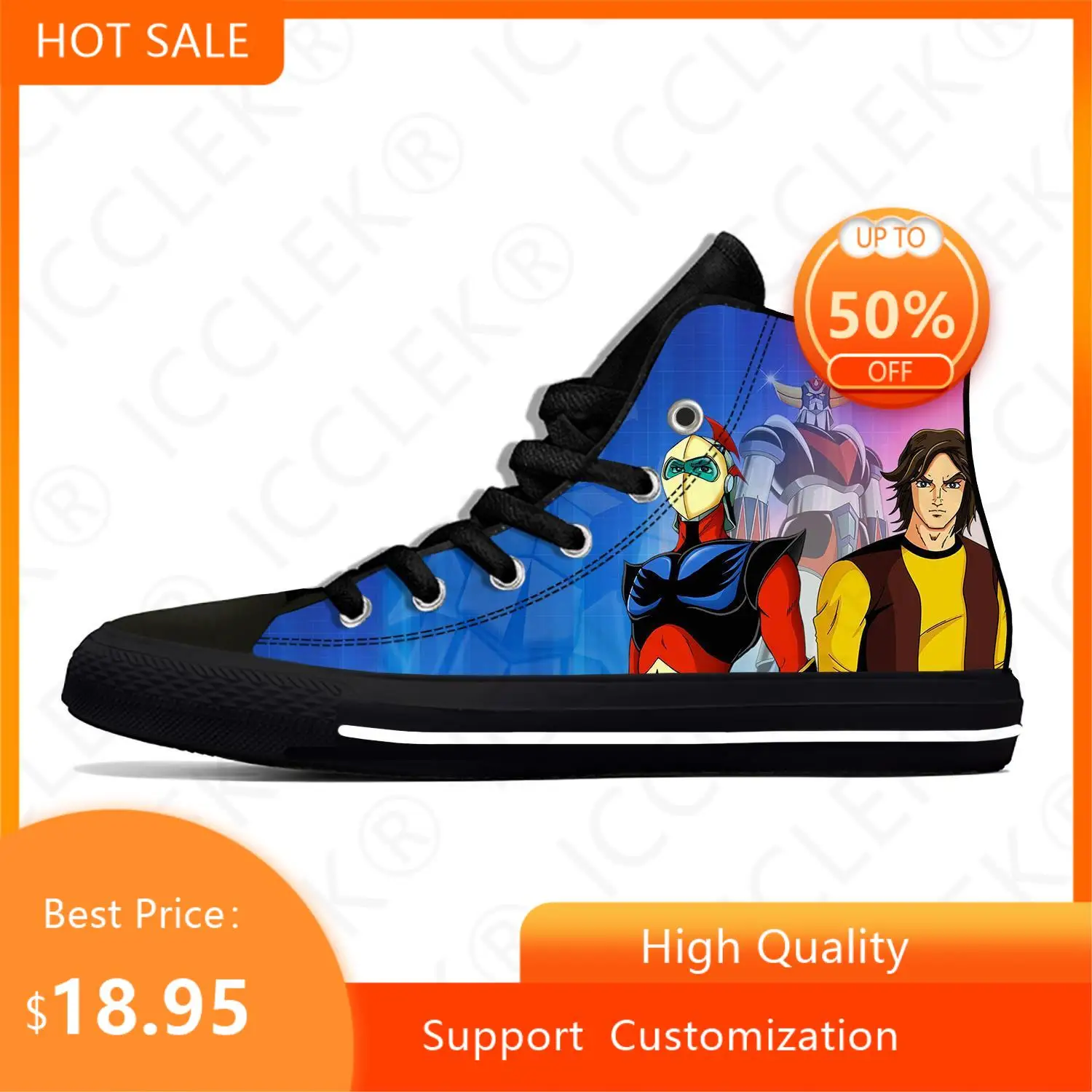 

Hot UFO Robot Goldrake Grendizer Anime Gurendaiza Casual Shoes Breathable Mens Womens Sneakers High Top Lightweight Board Shoe