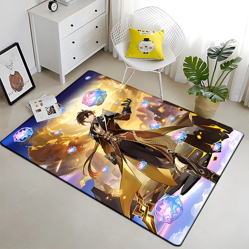 Perfect Genshin Impact Printed Carpet for Living Room Rugs Camping Stranger Things Picnic Mats Anti-Slip E-sports Rug Yoga Mat