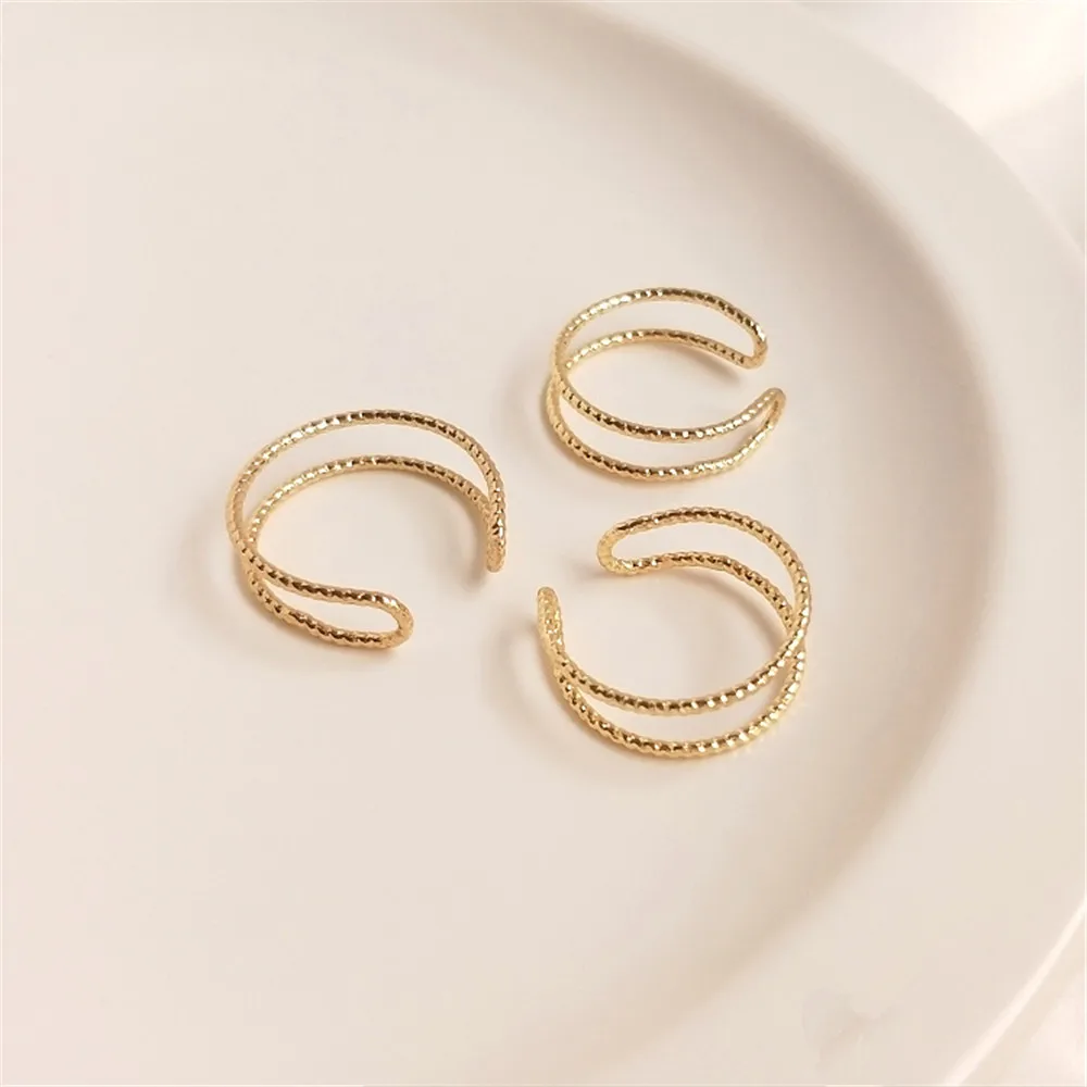 

14K plated gold filled Twist copper wire double strand ring handmade bead winding ring diy accessories
