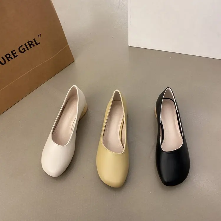 

New Solid Color Leather Wedge Shoes Women's Round Toe Round Toe Ladies High Heels Party Comfort Office Ladies Work Wedding Shoes