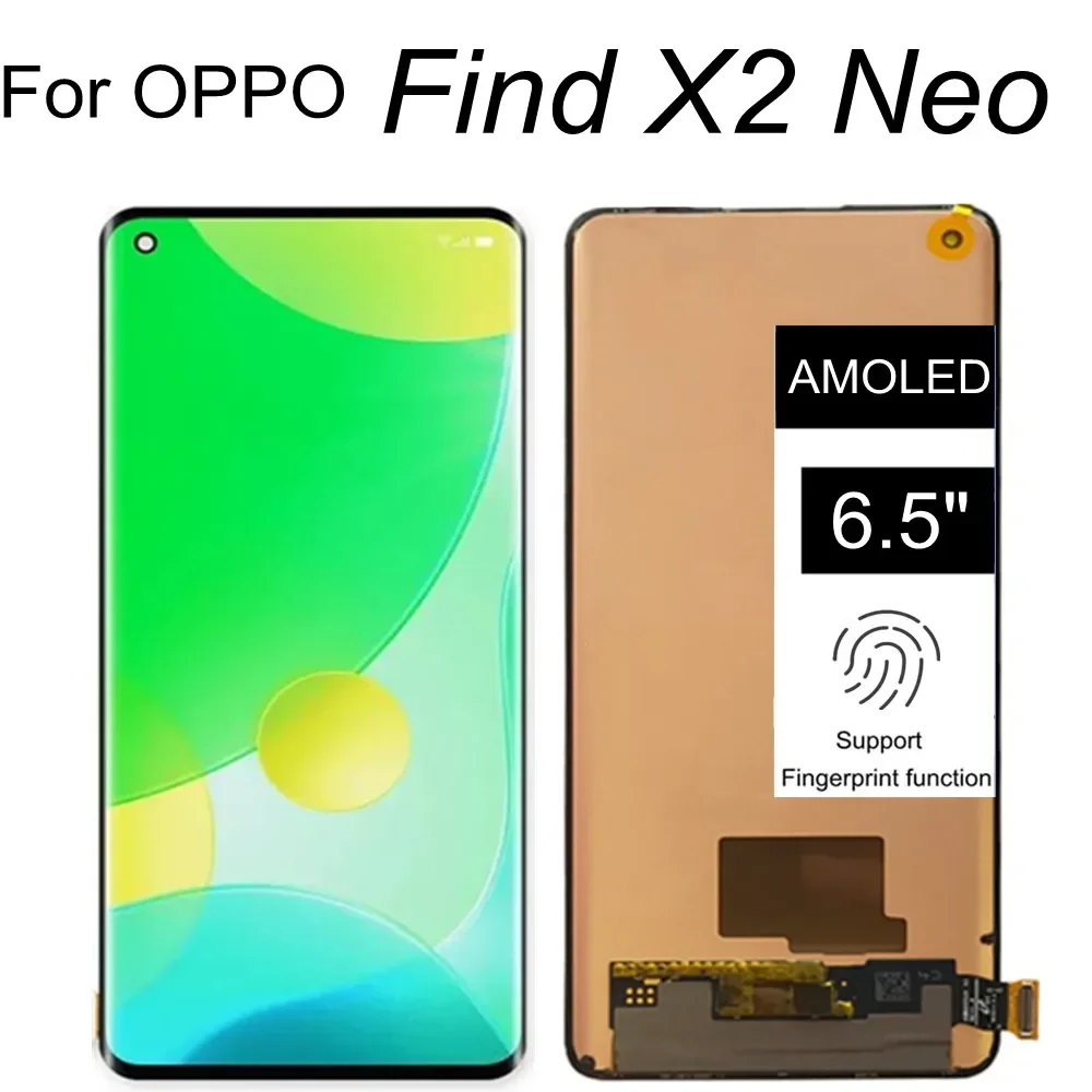 

Для OPPO FIND X2 Neo 6,5 "AMOLED LCD дисплей кодирующий преобразователь сенсорного экрана в сборе Замена для Oppo Find x2 Neo CPH2009 LCD