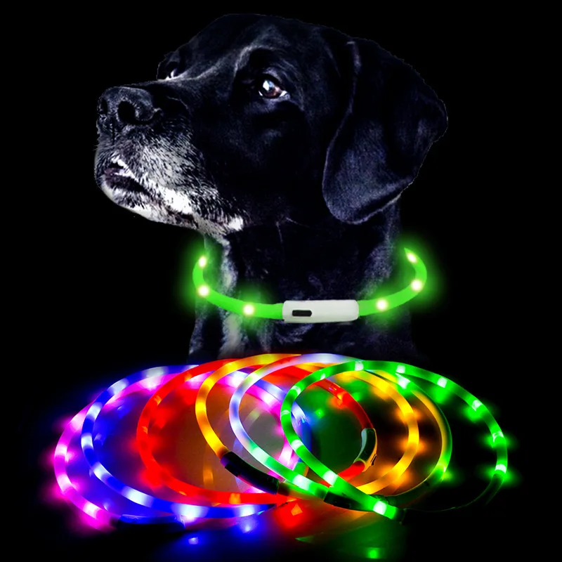 

Pet Dog Night Luminous USB Charge Dog Collar Night Safety Flashing Glow Loss Prevention Dog Collar Soft Silicone Pet Accessorie