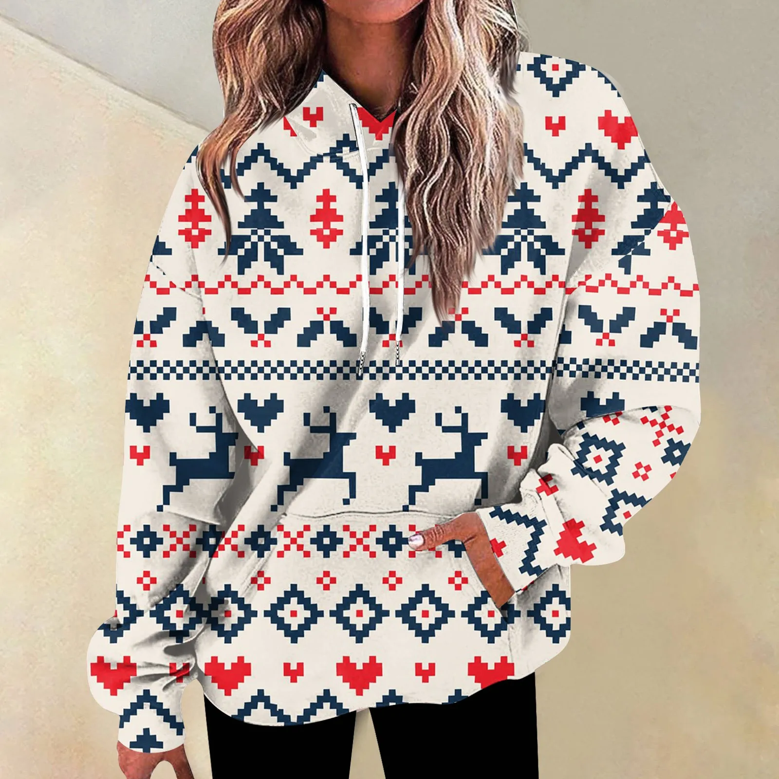 

Модные Рождественские толстовки, женские милые пуловеры с капюшоном, винтажная толстовка, Женское пальто, женская одежда, толстовки со снежинками