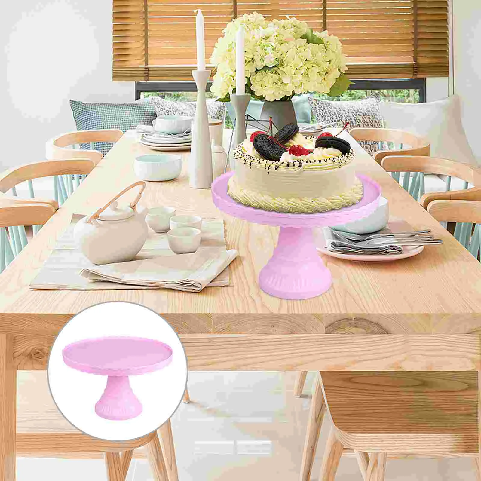 

Cake Stand Display Holder Cupcake Dessert Fruit Revolving Turntable Round Plastic Plate Tray Serving Rotating