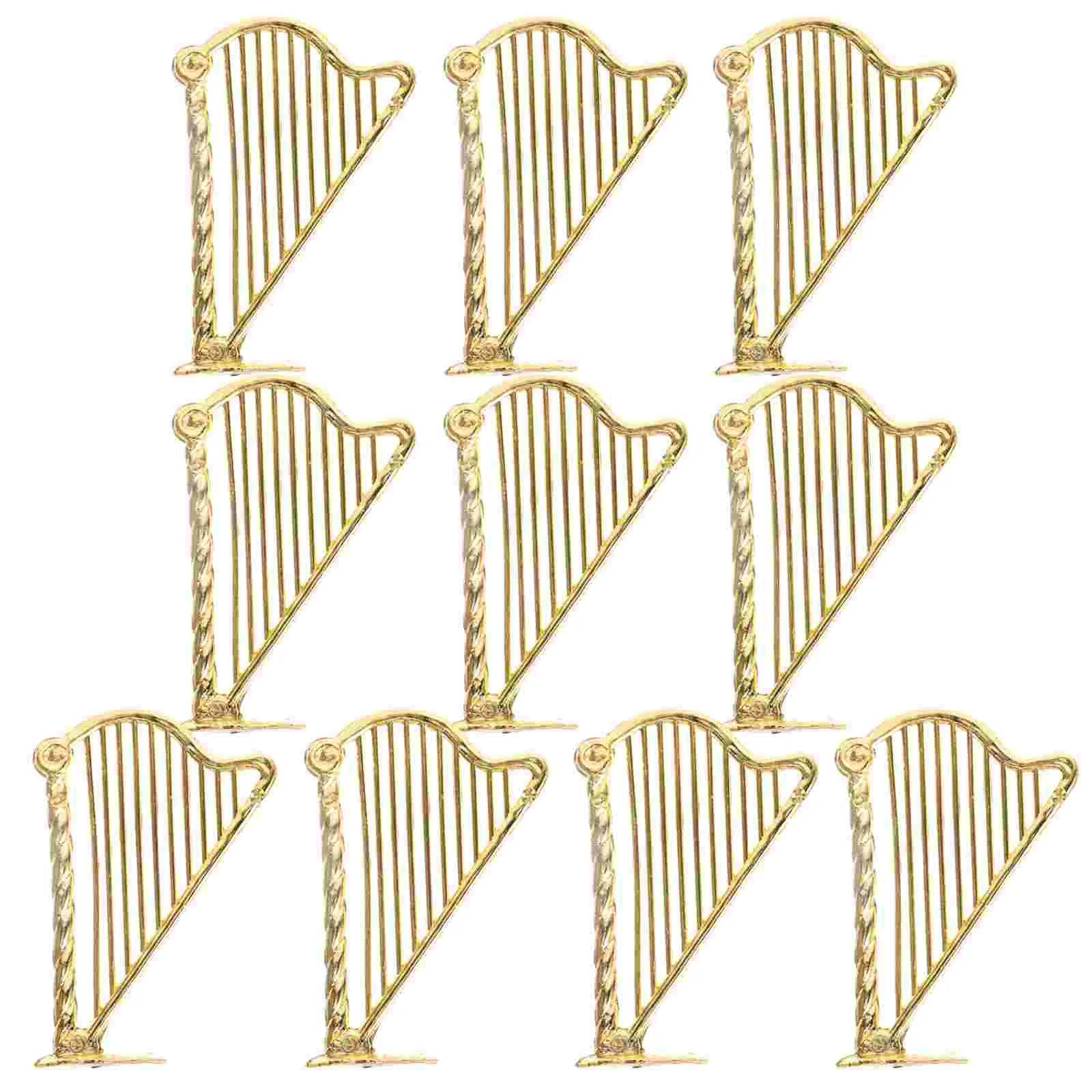 

10 Pcs Christmas Decor Tree Hanging Miniature Musical Instrument Model Harp Instruments Ornaments Resin