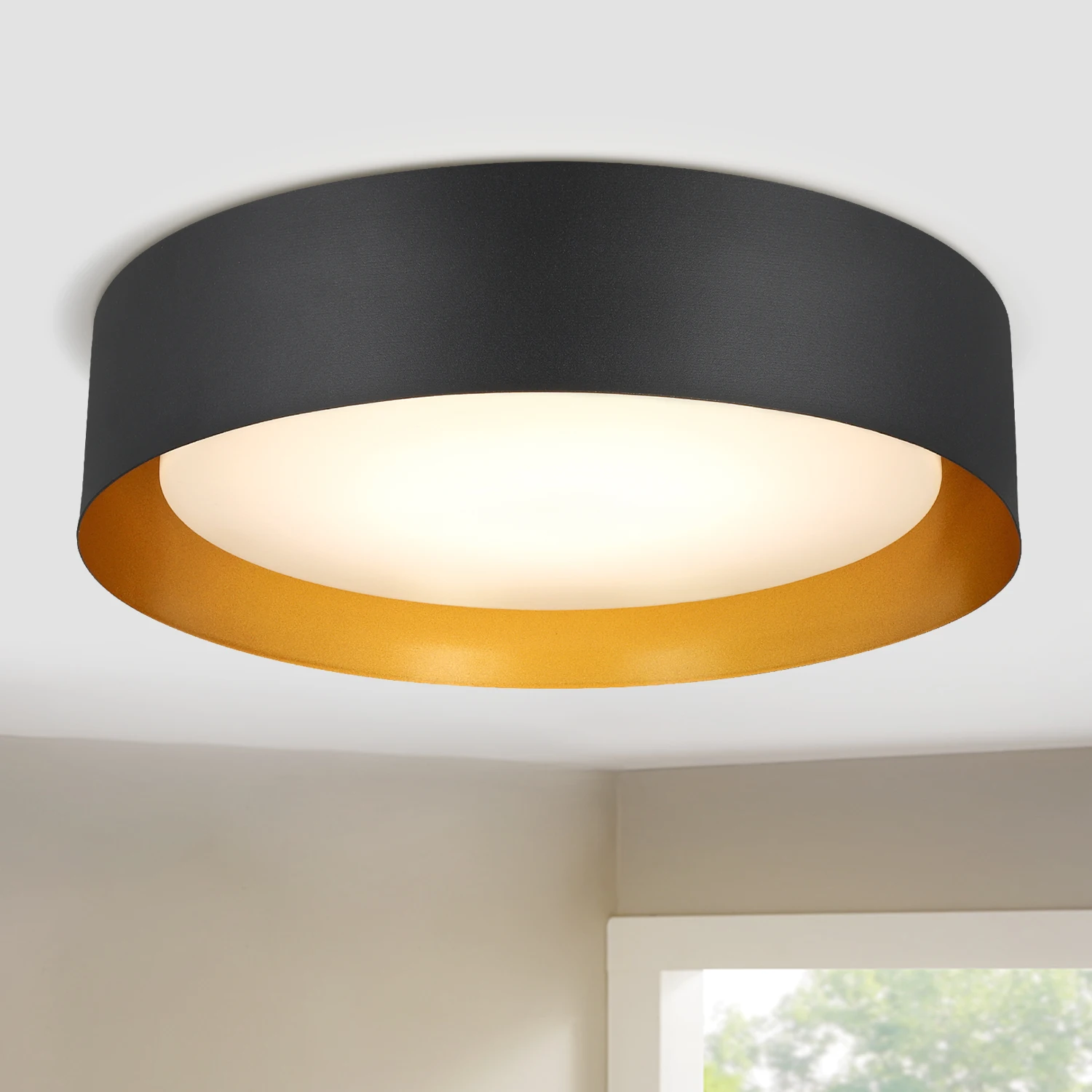 Depuley 30W Dimmable LED Flush Mount Ceiling Light 15inch Modern Close to Ceiling Light Fixture for Bedroom Living Room