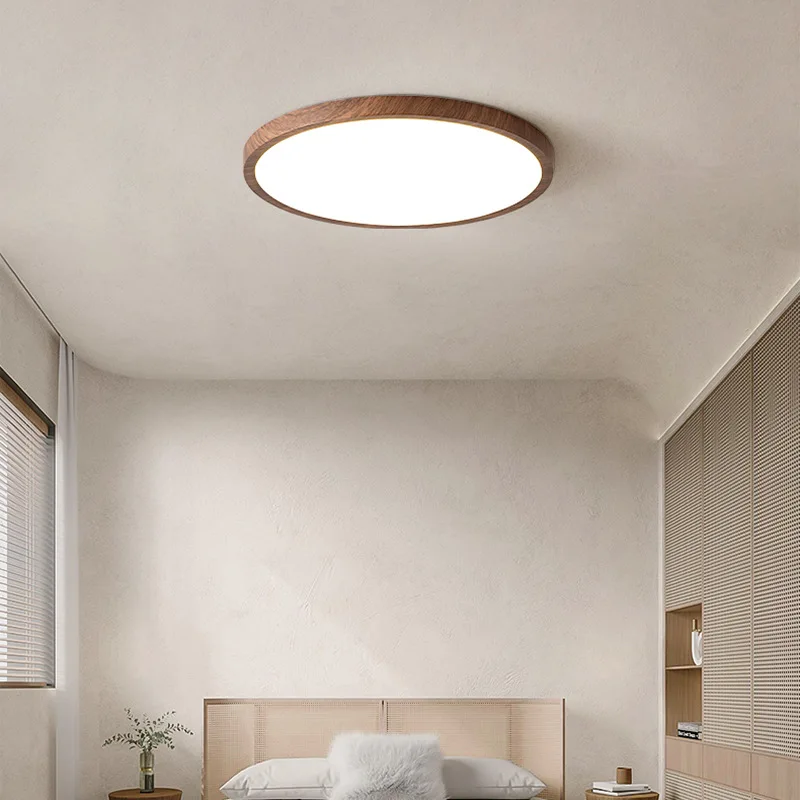 

Светодиодный потолочный светильник, Современная круглая лампа в скандинавском стиле, деревянное Освещение для дома, гостиной, спальни, каб...