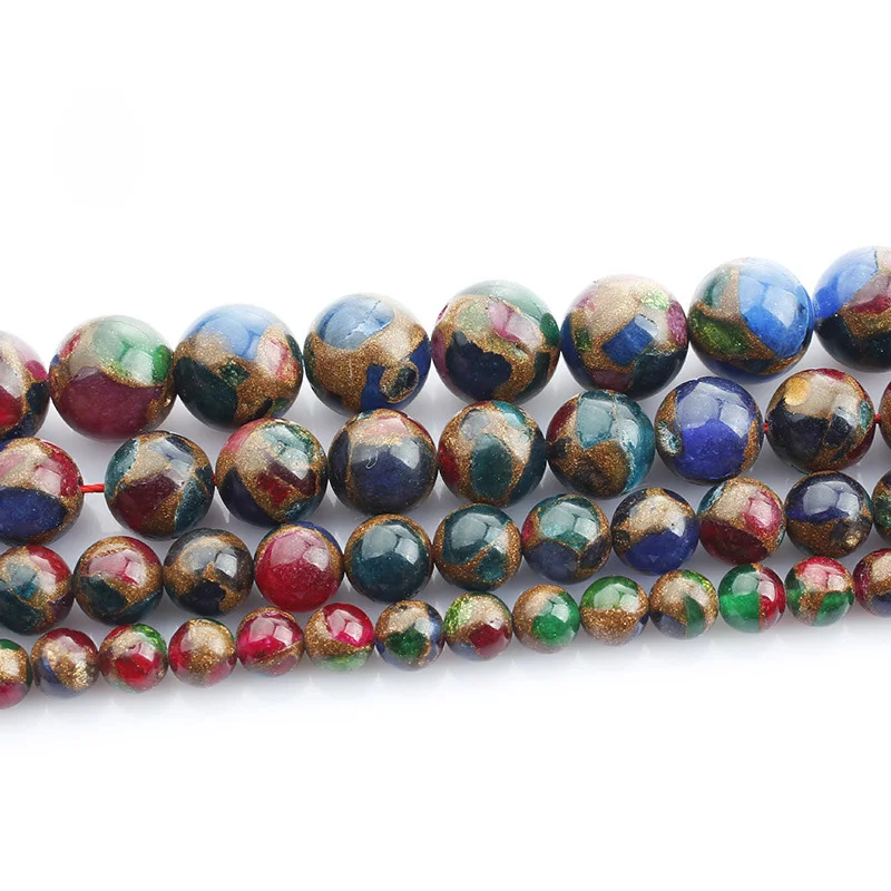 

15"(39cm) Strand Round Composited Stone Rock 4mm 6mm 8mm 10mm 12mm Beads for Jewelry Making Findings DIY Bracelet #4