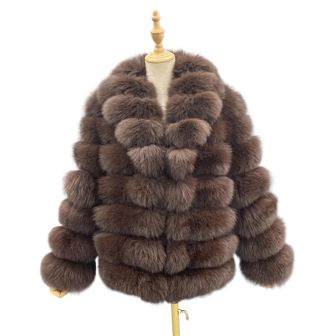 High Quality Fox Fur Jacket Winter Fashion Genuine Thicken Warm Fur Coat For Women Luxury Natural Full Fluffy Ladies Fur Parka