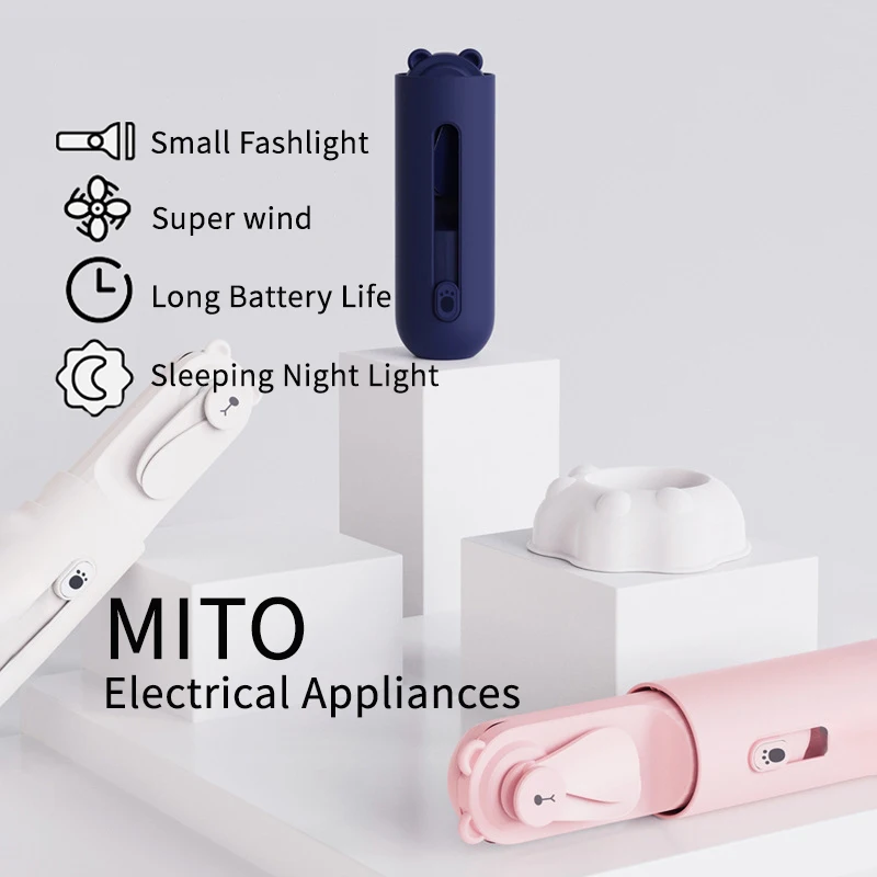

2022 New 3 in 1 Mini Mute USB Charging Power Bank Fan Desktop Folding Portable Handheld With Night FlashLight Fan 44H Working