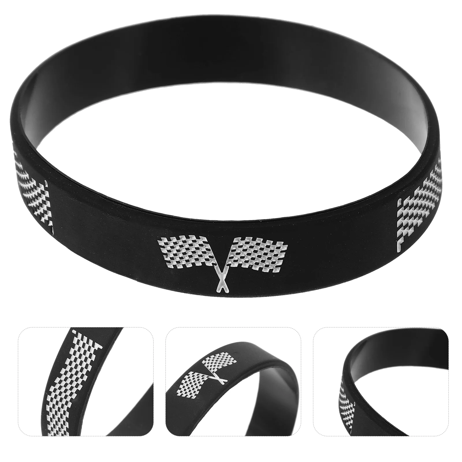 

12pcs Silicone Bracelets Checkered Flag Wristbands Race-themed Sporting Event Gift
