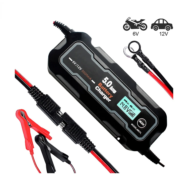 Multi-Protection 5000mA Car Battery Charger 6V/12V Full Automatic Intelligent Car Motorcycle Battery-Charger for Automobiles