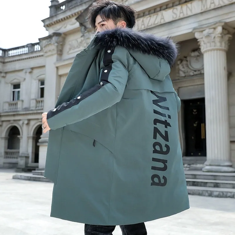 Cotton Coat Men's Mid-length Down Cotton Thick Coat Trend New Winter Korean Clothes Winter Cotton Clothes