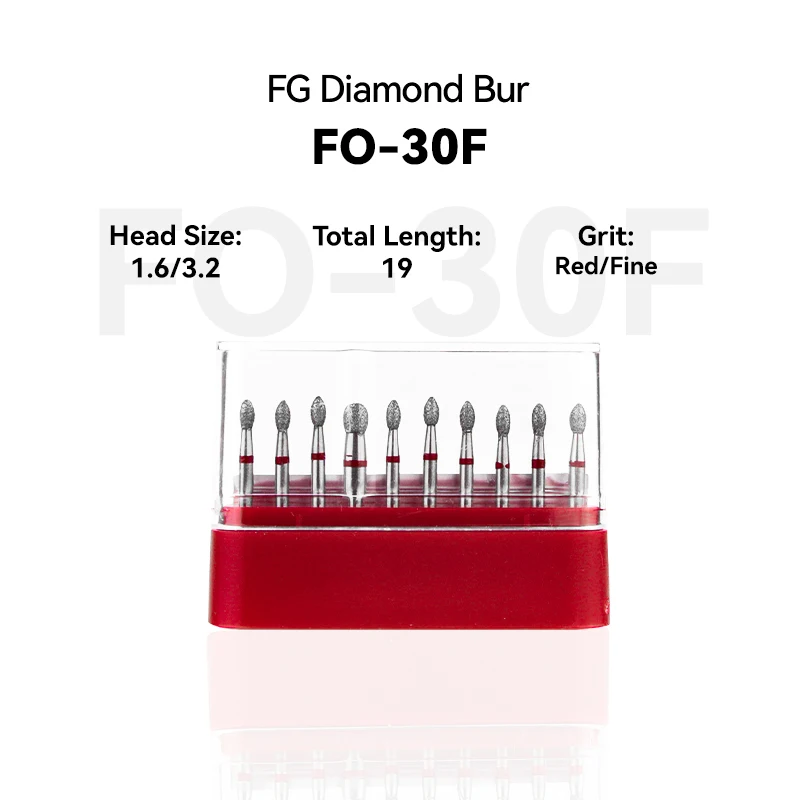 

1Set Dental Clinic Products FO-30F 254-016F Diamond Bur FG High Speed 1.6/3.2 19.0mm RED Fine Medium Intra-oral Dentist Gift
