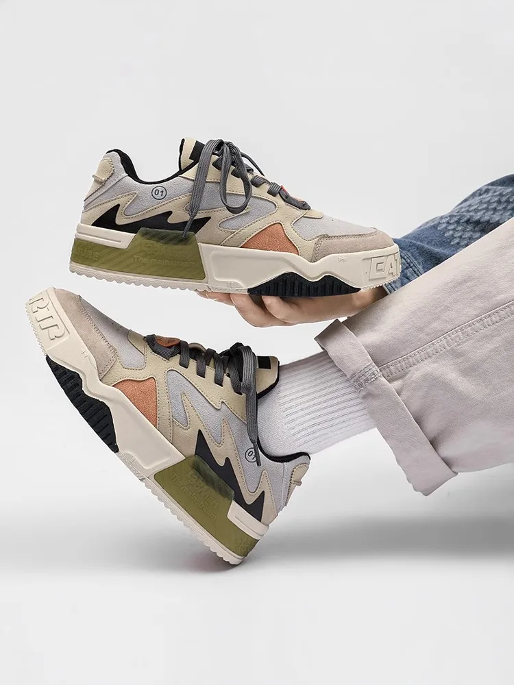 Popular Shoes Men's Autumn and Winter Versatile Original Board Thick Sole Height Increasing Sports Le...