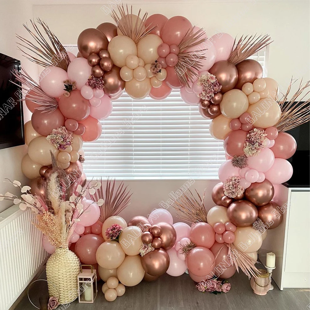 Купи 137Pcs Macaron Pink Balloons Garland Arch Retro Pink Rose Gold Balloon for Baby Shower Birthday Party Wedding Decor Globos за 915 рублей в магазине AliExpress
