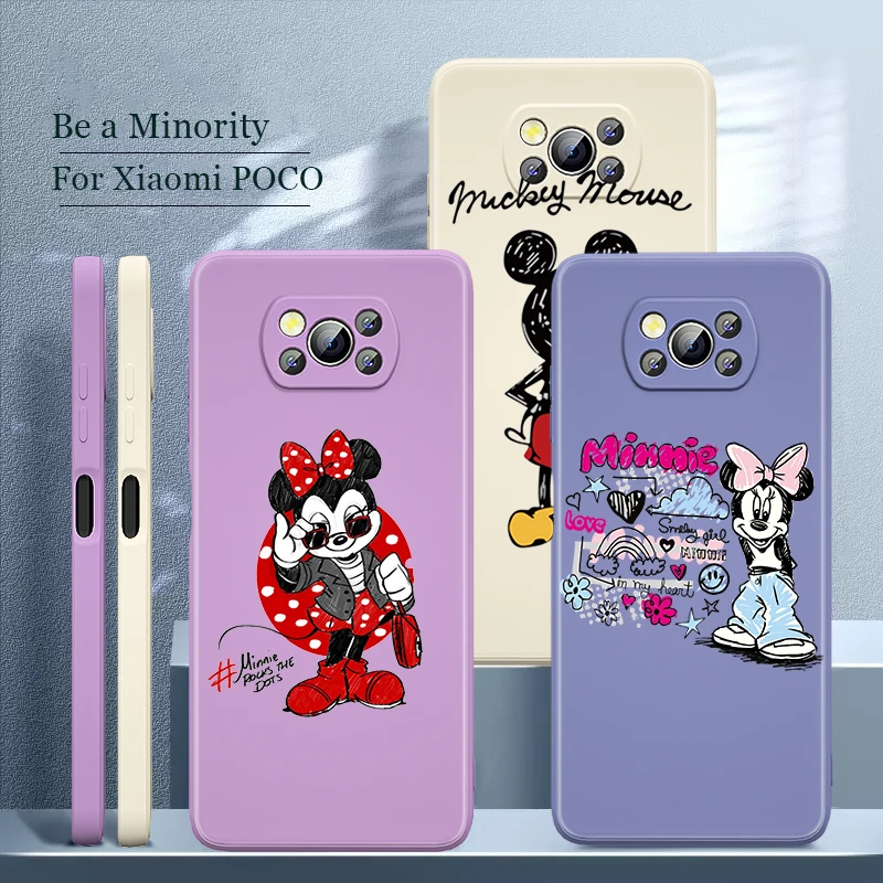 

Mickey Minnie hand drawn For Xiaomi POCO M4 M3 M2 X3 F3 X3 C3 X2 NFC GT CC9 Civi Mix 3 4 Pro Liquid Silicone Shell Phone Case