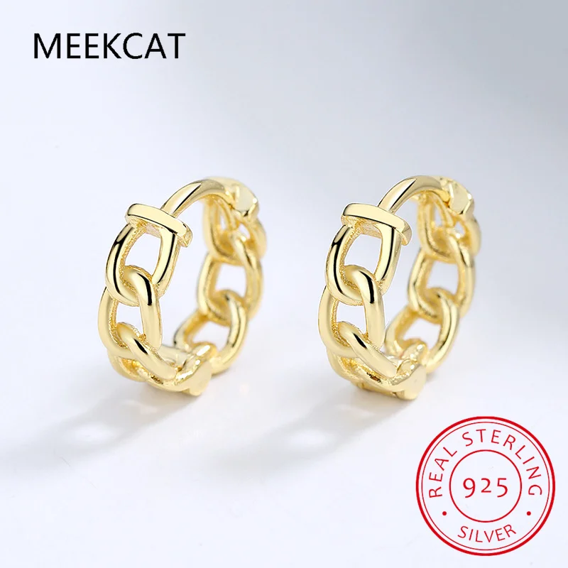 

Real 925 Sterling Silver Fashion Sweet Hollow Knit Chain Hoop Earrings For Women Wedding Party Fine Jewelry DA2512