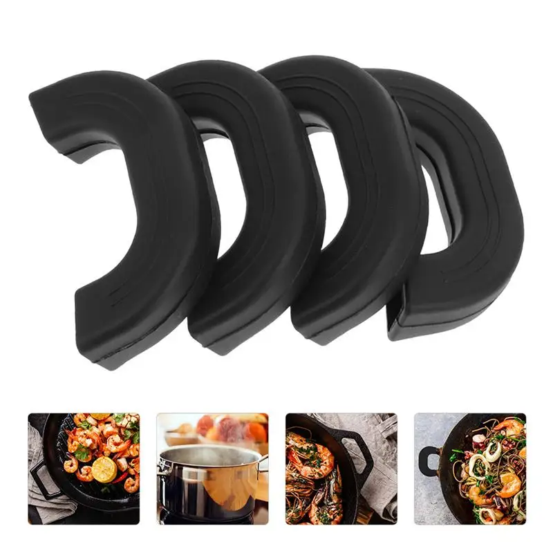 

4Pcs Silicone Anti-scald Hot Handle Protectors Heat Resistant Handle Sleeves